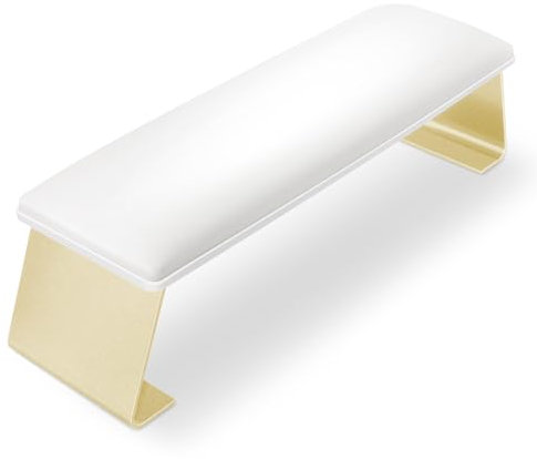 Cleanable Arm Rest for Nails Tech, Waterproof Nail Arm Rest Stand Manicure Hand Rest with Non-Slip Aluminum Alloy Legs, Technology Leather, Nail Polish Can Be Wiped Off, HR602 (White)