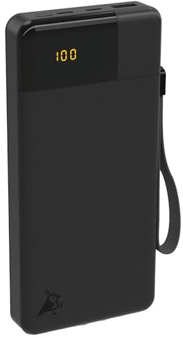 Aqiila Powerbank 20000mAh, LED-Display, 2X USB-C, 1x USB-A, tragbares Ladegerät 65W, PD für Phone & Laptop, Pass-Through-Laden, Soft-Touch-Oberfläche, Powerbird schwarz in plastikfreier Verpackung