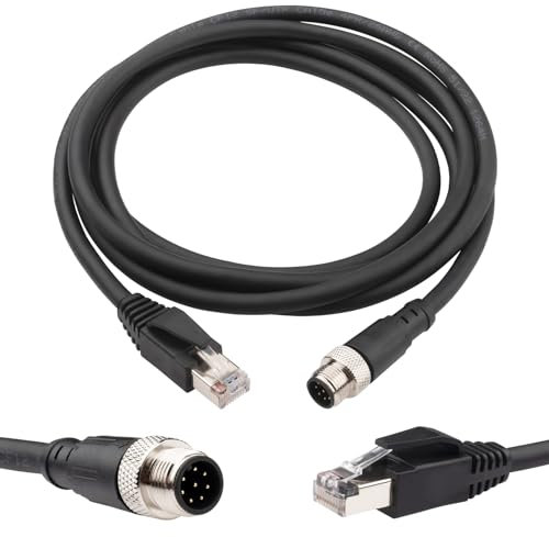Lonlonty M12 A Coded 8 Pin to RJ45 Cable Cat5e Industrial Ethernet Shielded Cable M12 to RJ45 Sensor Cable for Cognex and Automation Application SFTP 26AWG 2M
