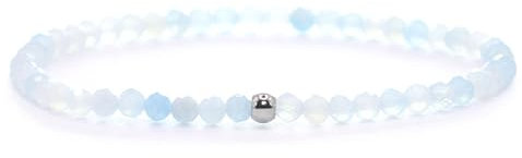 Echtes Blauer Spitzenachat Edelstein Armband mit facettierten 3mm Perlen - verschiedene Längen - Heilstein Schutzstein Edelsteinarmband Glücksbringer Talisman Geschenk (Bl. Spitzena., 18CM)