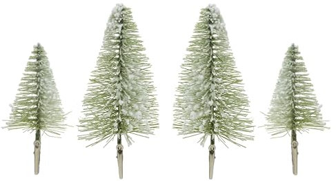Kaemingk Albero decorativo 8 x 8 – 14 cm, in plastica con clip, set da 4 pezzi, albero decorativo di Natale, decorazione per Natale e inverno