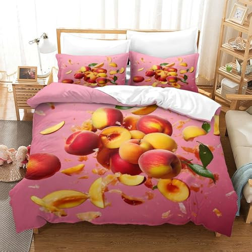 GUYDZOOM Obst Splatter Bettbezug Bettwäsche Set Kinderbettwäsche-Set Reißverschluss Mit Kissenbezug Betten Set Für Jungen Und Mädchen, Kinder Single(140x200cm)