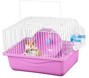 BUGUUYO 1pièce Cage De Transport pour Hamster Rose avec Accessoires pour Rongeurs Design Spacieux Et Idéale pour Voyager Et Jouer