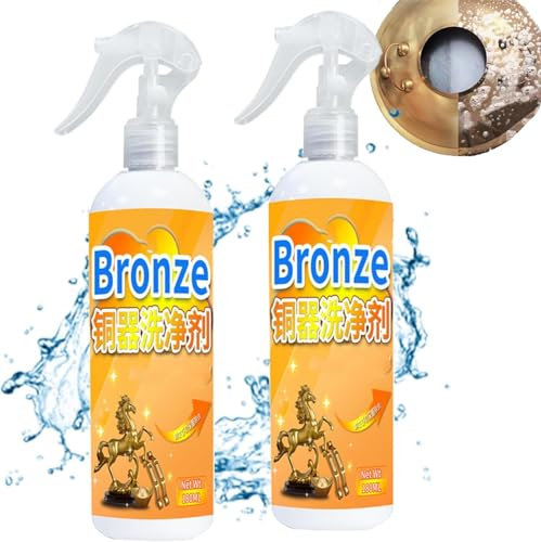 Instant Polishing & Cleaning Spray for Brass, Instant Brass and Copper Tarnish Remover, Brass Cleaner and Polish Spray, Metal Cleaner and Rust Remover, for Antiques, Cookware (2 Pcs)