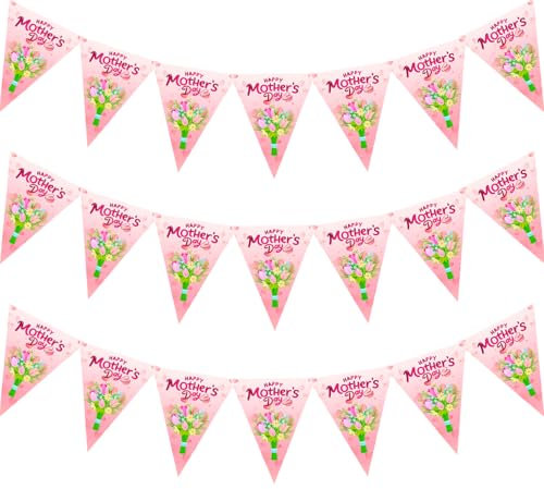 2 Stück Happy Mothers Day Banner, Muttertag Glitzer Banner, Muttertag hängende Girlande, Muttertag Party Dekoration, Muttertag Dreiecksflaggen für Mutter, Geschenk, Muttertags-Party-Dekoration