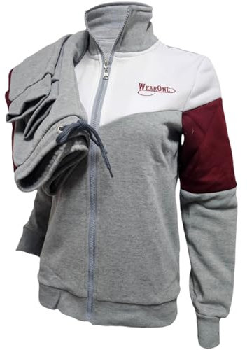 GARGIX TUTA DONNA INVERNALE FELPATA CALDA PIGIAMA SPORT PANTALONI FELPA ZIP (IT, Testo, S, Regular, Regular, Tuta-SWD/9Grigio)