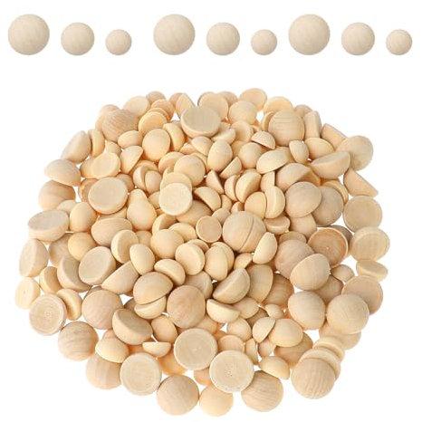 300 Stück Halbe Holzkugeln Natürliche Halbrunde Holzperlen Gespaltene Holzkugel Unvollendete Halbkugel DIY Schmuck Herstellung unlackierte in großen Mengen (10mm 12mm 15mm)