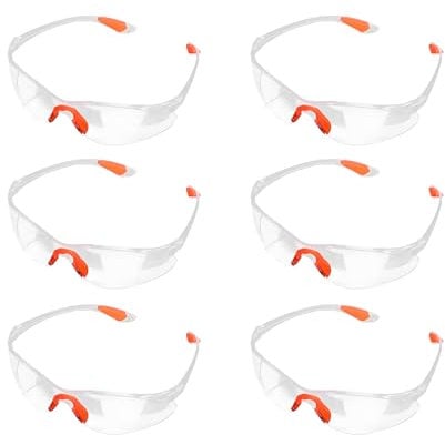 DAJING 6Pcs Goggles Safety Glasses, Protective Glasses for Work, Clear Lenses Eye Protection, Anti-Fog & Scratch-Resistant, Suitable for Welding, Construction, Laboratory, Chemicals, and More