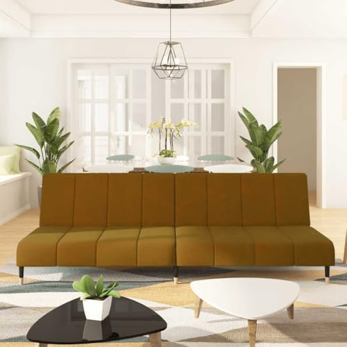 ChicAbode Schlafsofa Sofabett Gästesofa Schlafcouch Schlafsofa Bettsofa 2-Sitzer Braun Samt