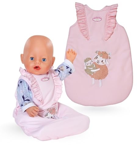 Baby Annabell Sleeping Bag - Pink & floral design - Fits any 36cm & 43cm doll - 100% plastic free packaging doll accessory - Suitable for children aged 3+