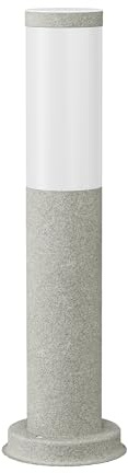 ledscom.de Wegelicht/Pollerleuchte PORU für außen, IP44, 40 cm, grau (Stein-Optik), 1x E27 max. 40W