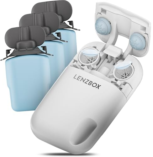 LENZBOX Soft Set - Premium All-In-One Contact Lens Box for Soft Contact Lenses, blue, LENZBOX + 3 Kartuschen, standard