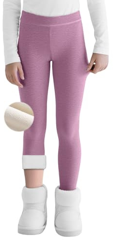 Domueay Ragazze Leggins Termici con Cotone Fodera in Pile, 6-14 Anni | Morbidi Bambina Invernali Legging Felpati, Vita Alta, Caldi Collant, Tinta Unita Lunghi Pantaloni Scuola Sport Danza Casual