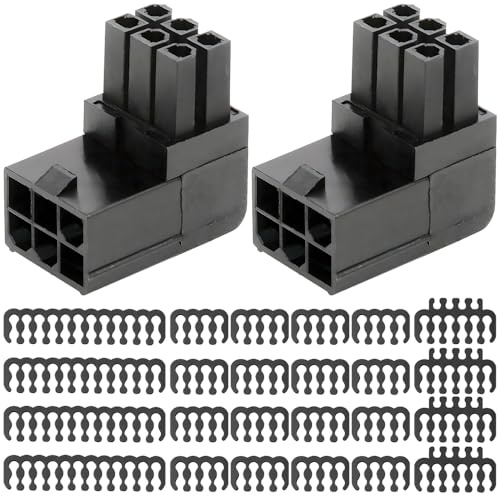 Xiatiaosann 6Pin ATX 90 Degree GPU Graphics Card Power Adapter, Right Angle 6-Pin Female to 6-Pin Male PC GPU Power Supply Connector, Up-Angled (2 Pack, B-Type)