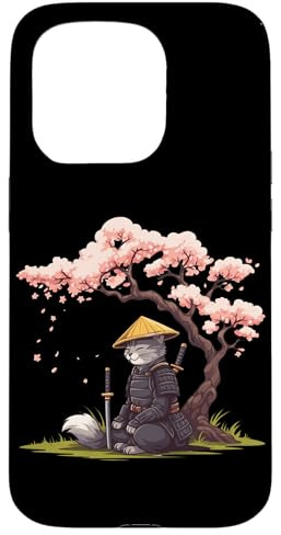 Samurai Katze Japanischer Krieger Manga Klassische Kultur Hülle für iPhone 15 Pro