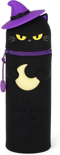LEGAMI - Trousse scolaire Kawaii 2 en 1 en silicone souple, porte-stylos de bureau, fermeture éclair, Édition Halloween Black Kitty