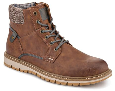 Pavers Lace Up Boots With Fabric Cuff - Tan Size 12