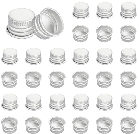 PATIKIL Tapas De Tornillo Redondas De Metal De 15 Mm 36 Piezas Tapas De Tornillo De Aluminio Para Tarros De Conservas Para Laboratorio Tarros Doméstico Garrafas Para Alimentos Plateado