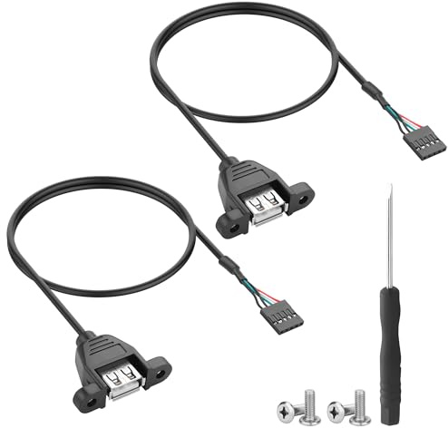 JSADZKJ Du-pont 2,54 mm 5-Pin-Weiblich auf USB 2.0 A-Weiblich, 24x28 AWG USB A mit Schraubplatte auf 5-Pin-Motherboard-Verlängerungskabel,für die interne Verkabelung von PC-Gehäusen-1,64Fuß