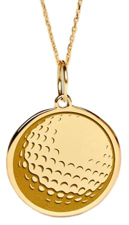 LKBEADS Halskette aus 925er-Sterlingsilber, 22–24 mm, 45,7 cm lange Kette, Golfball-Halskette, Sportanhänger, zierlicher Golfball-Anhänger, Golftrainer, Golfspieler, vergoldeter handgefertigter