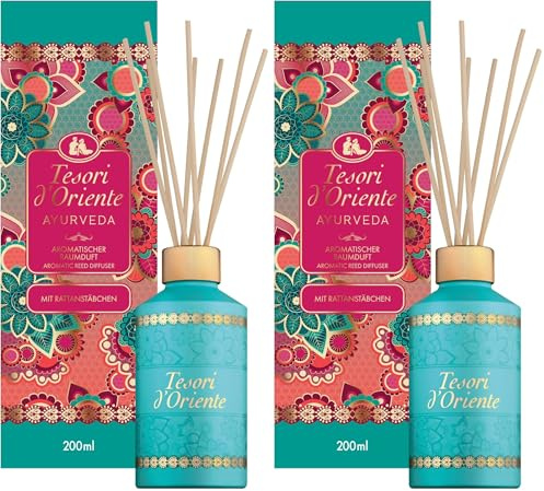 TESORI D’ORIENTE Duftstäbchen 'Ayurveda' | aromatischer Raumduft | Amla, Orange, Patchouli, Zedernholz | Sinnlicher Duft für eine orientalische Atmosphäre | Wellness-Ritual für Körper & Sinne | 200ml