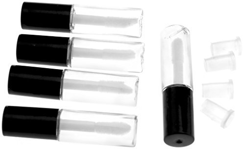 Micro Trader 5 X 1.2ml Black Cap Empty Lip Gloss Tubes Transparent Bottles Travelling