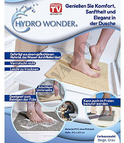 JEWADO Hydro Wonder® Luxus Anti-Rutschmatte für Bad und Dusche Shower Mat 40 x 60 cm in Beige oder Grau - Original aus TV-Werbung! Farbe: Beige