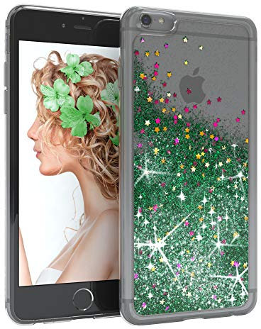 EAZY CASE Hülle kompatibel mit iPhone 6 / 6S Schutzhülle mit Flüssig-Glitzer, Handyhülle, Schutzhülle, Back Cover mit Glitter Flüssigkeit, TPU/Silikon, Transparent/Durchsichtig, Grün