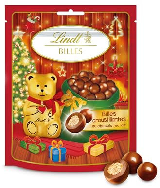 Lindt - Sachet TEDDY - Billes Croustillantes au Chocolat au Lait - Lot de 5 sachets - Idéal pour Noël, 120g