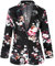MINTLIMIT Blazer da donna slim fit con maniche a 3/4 con bottoni e tasche, Rosa floreale., M