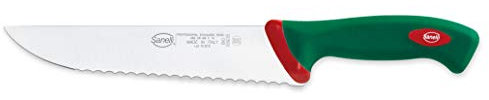 Sanelli Premana Professional Coltello Francese seghettato, Acciaio Inossidabile, Verde/Rosso, Lama cm.22