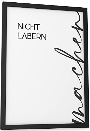 Papierschmiede® Typografie Poster, Nicht labern, machen! (elegant), DIN A4 (21x30 cm), Wanddeko Büro, Küche, Wohnzimmer, schwarz-weiß Bild mit Spruch OHNE Rahmen