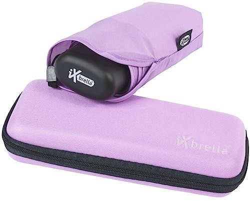 iX-brella Super Mini paraguas de bolsillo – pequeño paraguas en estuche, Color lila claro., 90 cm, Paraguas de bolsillo Super Mini