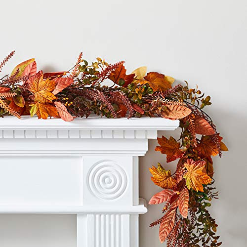 Lights4fun 2m Herbst Girlande mit bunten Blättern Laub Herbst Deko