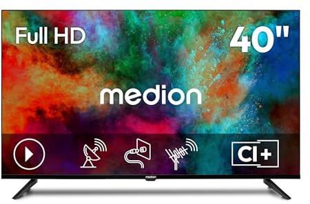 MEDION 100.3 cm 40 TV Full HD Triple Tuner DVB-T2 HD DVB-C DVB-S2 2x HDMI USB sleep timer lettore multimediale VESA CI+, MD840002