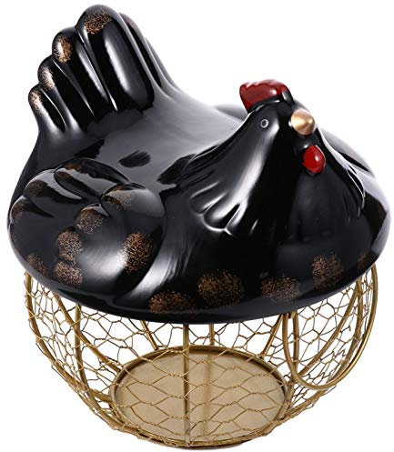 BESPORTBLE Décor Floral Congelateur Panier de Rangement pour ?ufs de Style Ferme Panier à ?ufs en Métallique de Poulet (Doré) Réfrigérateurs