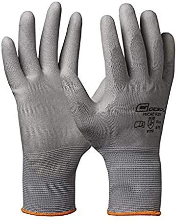 Gebol Micro Flex, 1 Paar Arbeitshandschuhe Damen, atmungsaktive Montagehandschuhe mit PU-Beschichtung für präzises Feingefühl und Griffsicherheit, Gr. XS (Gr. 6), Grau