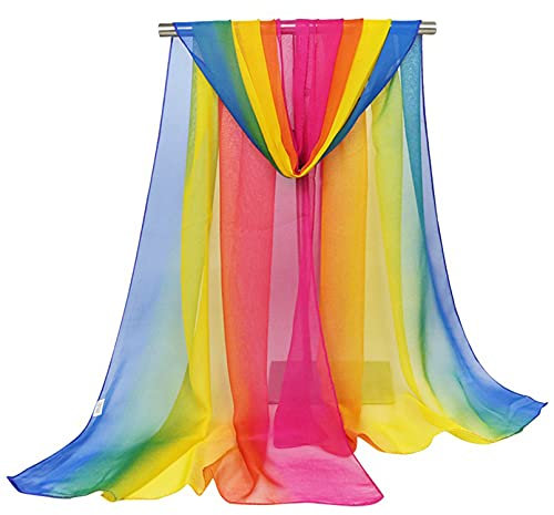 MNSYD Damen Stola Chiffon Schal Sommer Scarves Muslim Kopftuch Halstuch Hijab Für Abendkleid Braut Hochzeit Sonnenschutz Für Frauen Und Mädchen,Regenbogenfarben