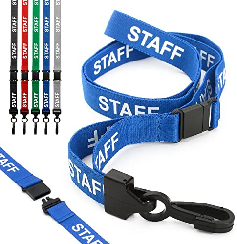 CKB LTD Blau Personal Wegbrechen Sicherheitsleine Halsband, vorgedruckter Text, drehbarer Kunststoffclip Ausweishalter Design mit Schnellverschluss für Arbeiter ID kartenhalter - 50 Stück