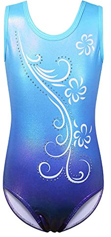 ZNYUNE Balletttrikot für Mädchen, bunt, Schneeflocke, für Kinder, Gymnastik, Sportbekleidung, Turnanzug, 3–12 Jahre, B275, Blau 14A