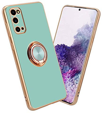 Cadorabo Hülle kompatibel mit Samsung Galaxy S20 Schutzhülle TPU Silikon Case mit Ring Design mit Kameraschutz Slim Kratzfest Weiche Gummi mit Rundumschutz Case Hülle für Galaxy S20 in Türkis