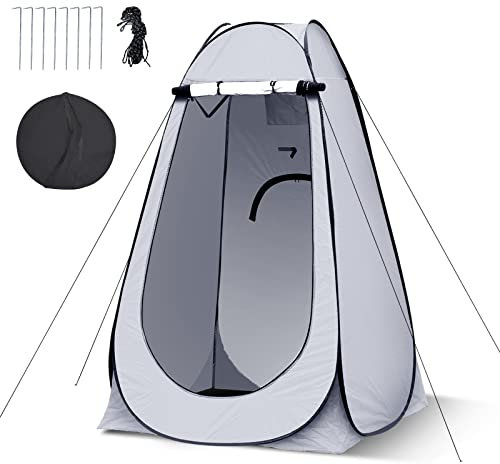 LEMROE Tente de douche ou à langer pop-up avec bonne ventilation et espace - Pour l’extérieur, camping, pique-nique, pêche, plage, toilettes, pour se changer, se protéger du soleil - Gris, 120 cm