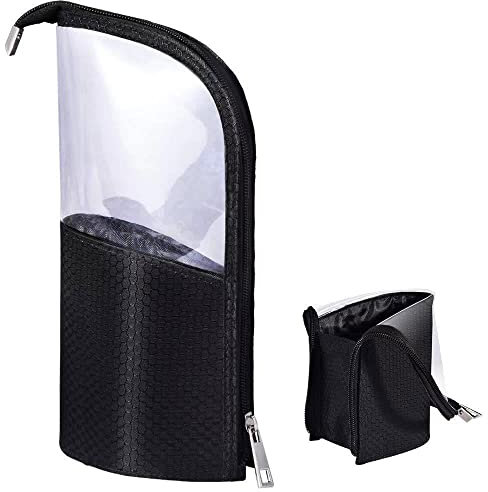 Nero Travel Makeup Brush Holder, FIYUK Pencil Pen Case Organizer Bag Cosmetic Zipper Pouch Portatile Impermeabile Senza Polvere Stand-Up Toiletry Stationery Bag con Divider