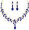 Prosy Braut Strass Halskette und Ohrring Set Kristall Halskette Braut Party Hochzeit Schmuck Sets für Frauen und Mädchen (Blau)