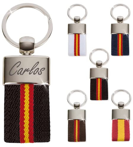 ibera gifts - Llavero Personalizado con Colores de la Bandera Española, Metal y Tela, Llaveros Personalizados y Llaveros Originales, Presentado en Bolsa de Regalo (Negro)