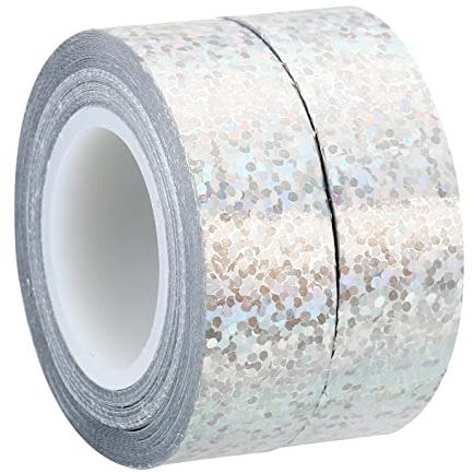 PATIKIL Scintillio Glitter Nastro 15mm x 5m, 2pz Washi Tape Olografico Arte Prisma Mascheratura Nastri Auto -Adesivo per Fai-da-Te Arte Artigianato Avvolgimento Decorazione, Argento Tono