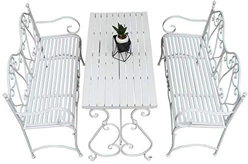 Outdoor GLawn Bank Terrassensitz, langlebige Gusseisen Metall Parkbank, einfache Café Balkontisch und Stuhlkombination, für Veranda Pool Eingang Benc