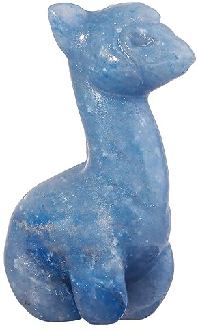 KYEYGWO Geschnitzte Blauer Aventurin Stein Alpaka Figur, Klein Kristall Alpakas Statue, Palm Taschensteine Heilstein Tierskulptur Glücksbringer Lama Sammlerfigur Talisman Ornament Haus Deko, 4,3 cm