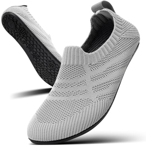 KOWAYI Pantofole da Uomo Ciabatte da Donna Antiscivolo Leggere da Interno Scarpe da Casa Traspiranti Unisex Grigio Chiaro 37