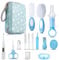 Lictin Baby Pflegeset 15 teilige Baby Pflegeset Neugeborene, Babypflege Set mit Thermometer, Baby Nagelscheren, Baby Bürste, Babykamm, Fingerzahnbürste, Babypflegeset Neugeborene (Hellblau)